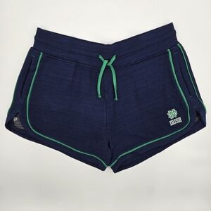 Navy Blue Women's Colosseum Norte Dame Fighting Irish Shorts with Green Accents